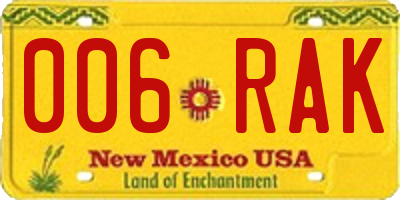 NM license plate 006RAK