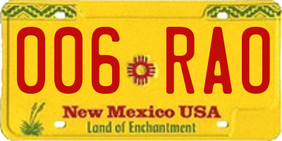 NM license plate 006RAO