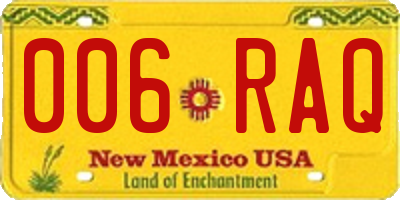 NM license plate 006RAQ