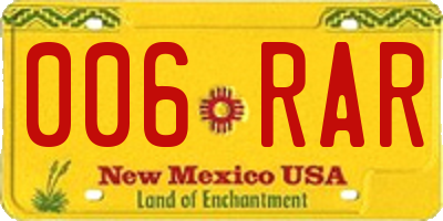 NM license plate 006RAR