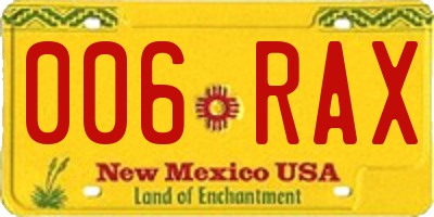 NM license plate 006RAX