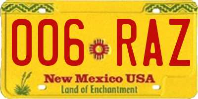 NM license plate 006RAZ