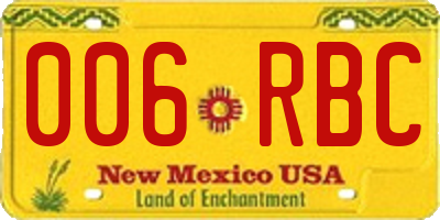 NM license plate 006RBC
