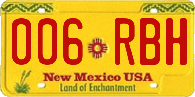 NM license plate 006RBH