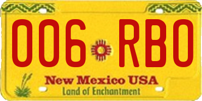 NM license plate 006RBO