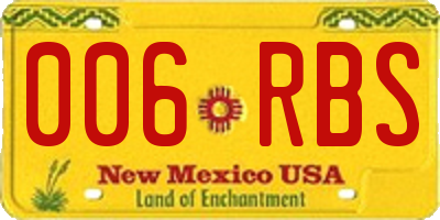 NM license plate 006RBS