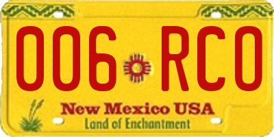 NM license plate 006RCO