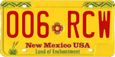 NM license plate 006RCW