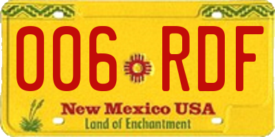 NM license plate 006RDF