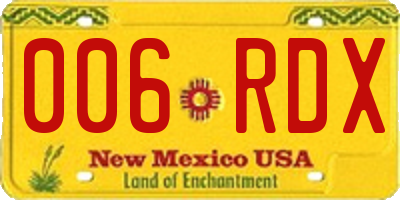NM license plate 006RDX
