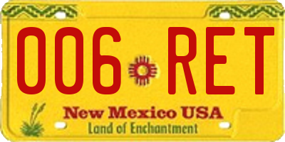 NM license plate 006RET