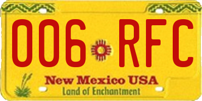 NM license plate 006RFC