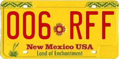 NM license plate 006RFF