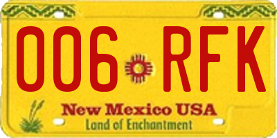 NM license plate 006RFK