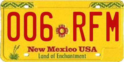 NM license plate 006RFM