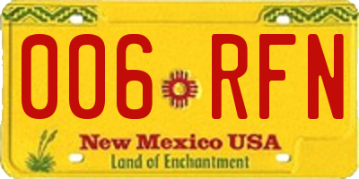 NM license plate 006RFN