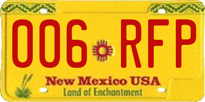 NM license plate 006RFP