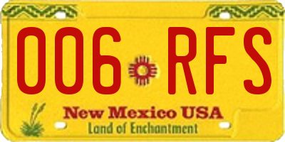 NM license plate 006RFS