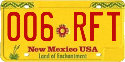 NM license plate 006RFT