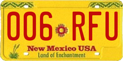 NM license plate 006RFU