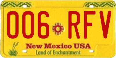 NM license plate 006RFV