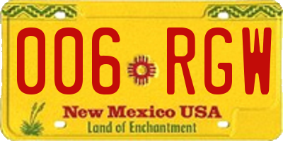 NM license plate 006RGW