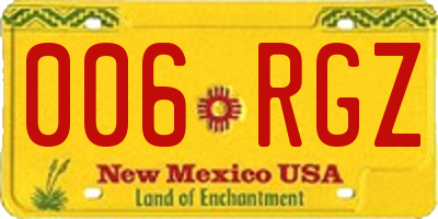 NM license plate 006RGZ