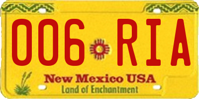 NM license plate 006RIA