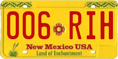 NM license plate 006RIH