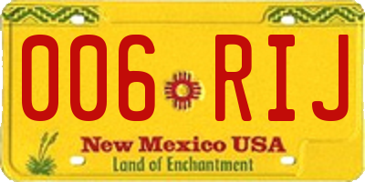 NM license plate 006RIJ