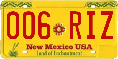 NM license plate 006RIZ