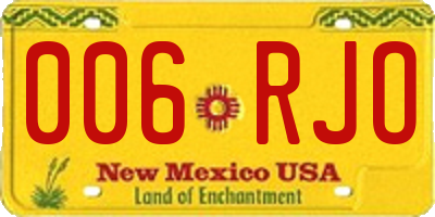 NM license plate 006RJO