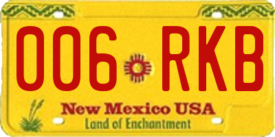 NM license plate 006RKB