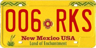 NM license plate 006RKS