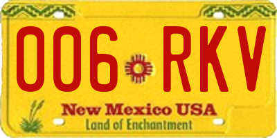 NM license plate 006RKV