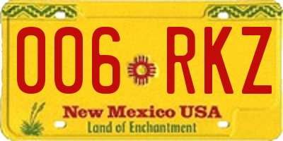 NM license plate 006RKZ