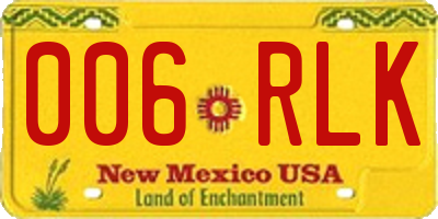 NM license plate 006RLK