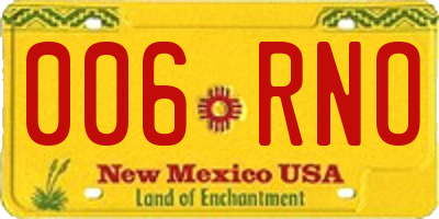 NM license plate 006RNO