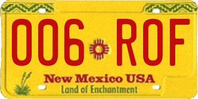 NM license plate 006ROF