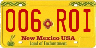 NM license plate 006ROI