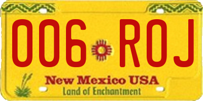NM license plate 006ROJ