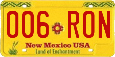 NM license plate 006RON