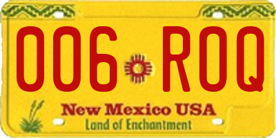 NM license plate 006ROQ