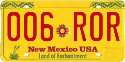 NM license plate 006ROR