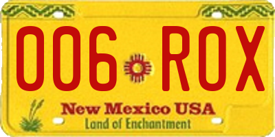 NM license plate 006ROX