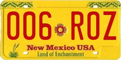 NM license plate 006ROZ
