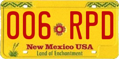 NM license plate 006RPD