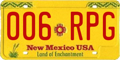 NM license plate 006RPG