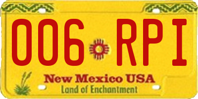 NM license plate 006RPI