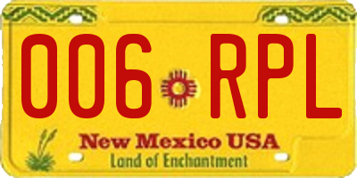 NM license plate 006RPL